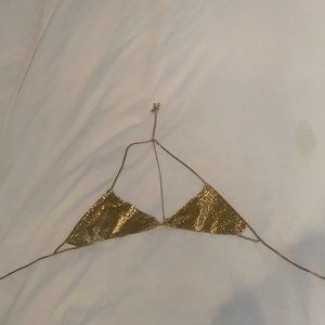 Gold Body Jewelry Chain Metal Bra Top